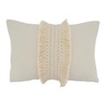 Saro Lifestyle SARO 4433.I1218BP 12 x 18 in. Oblong Poly Filled Cotton Throw Pillow with Fringe Lace Applique  Ivory 4433.I1218BP